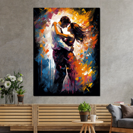 Wandbild Pop Art Paar Tanz farbenfroh modern