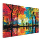 Wandbild Pop Art Park Bäume Spiegelung Menschen farbenfroh