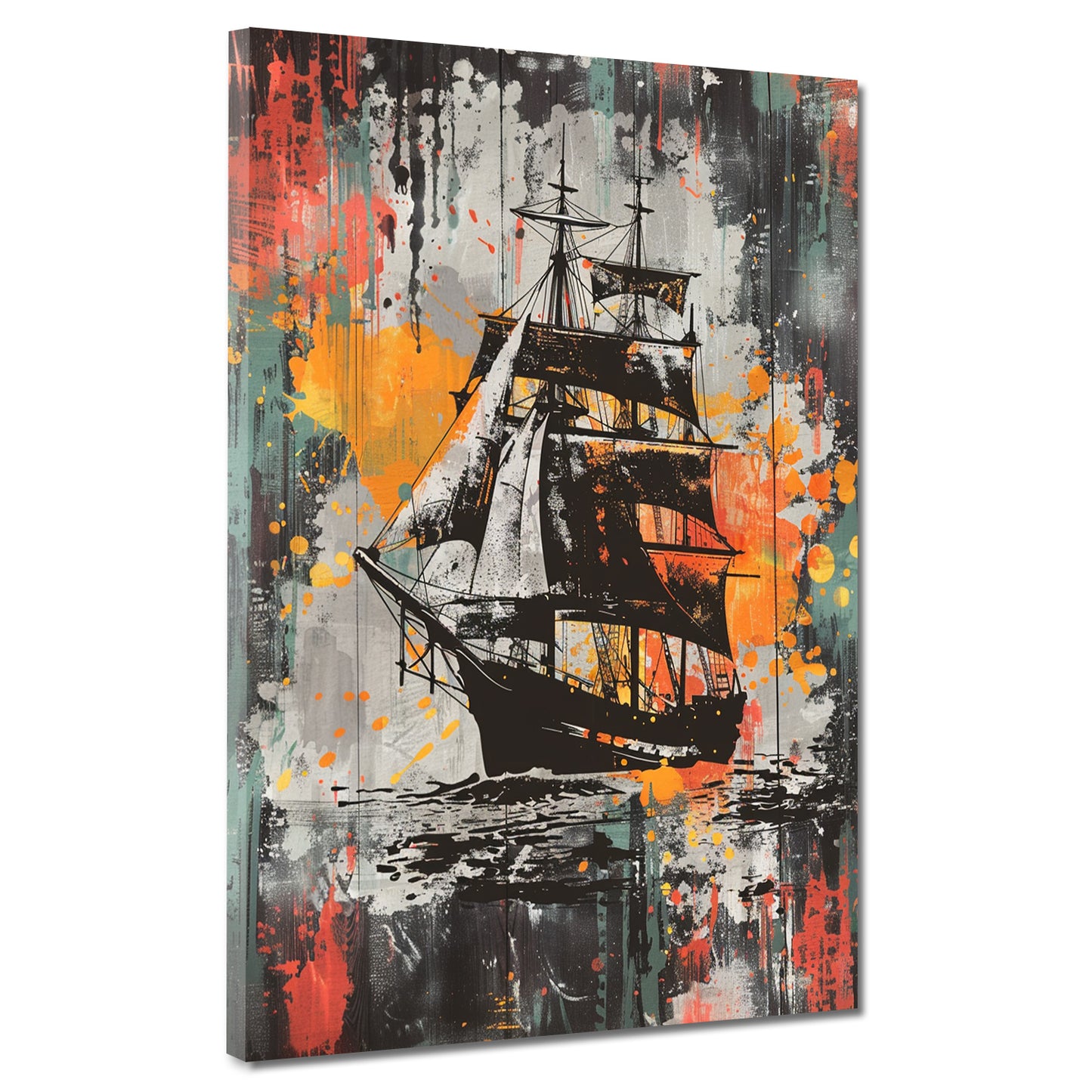 Wandbild Pop Art Segelschiff Painting Style