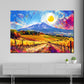 Wandbild Pop Art Weinberge Sonne Berge Natur farbenfroh