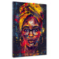 Wandbild Pop Art afrikanische Frau mit Brille und Kopftuch modern farbenfroh