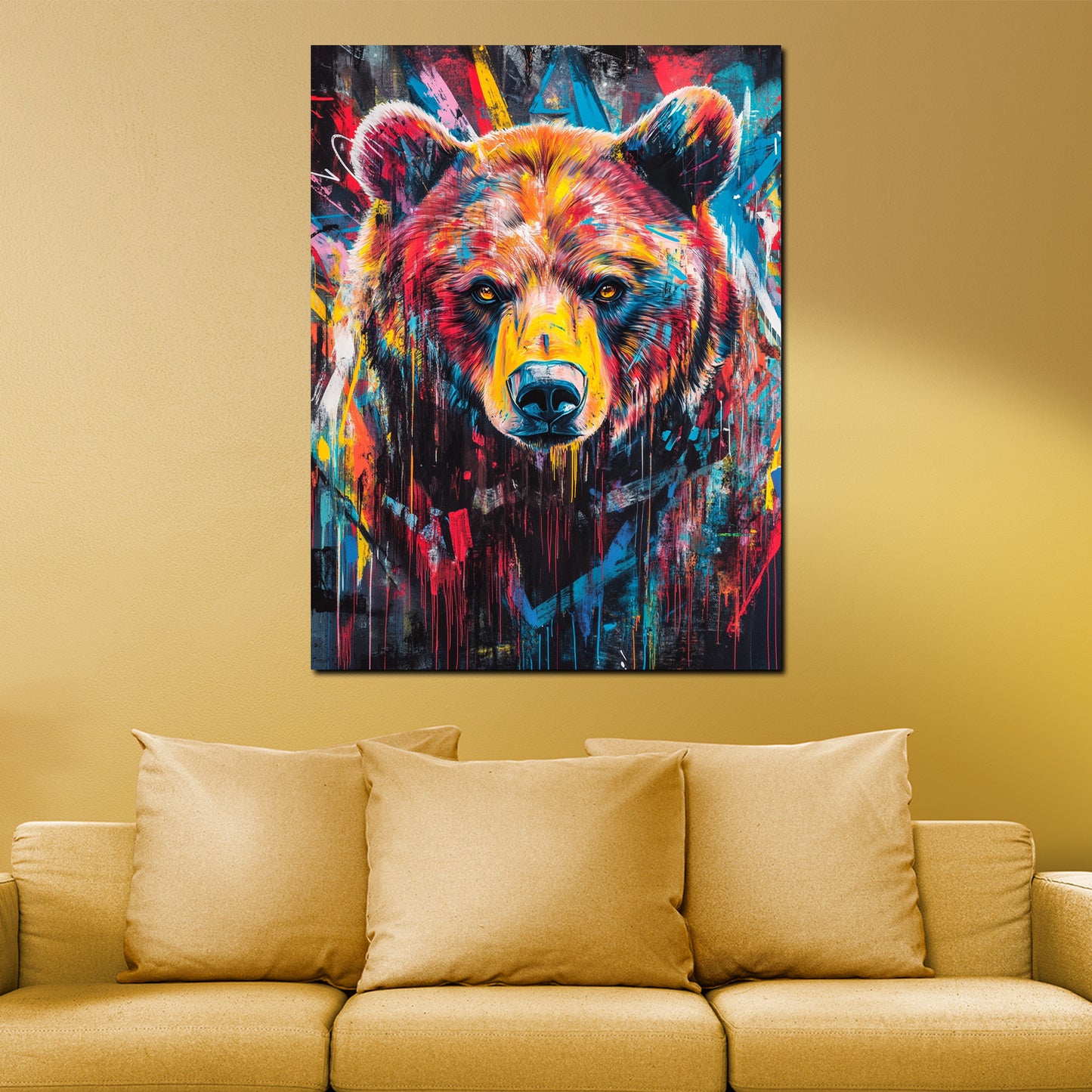 Wandbild Pop Art ausdrucksstarker Bär modern