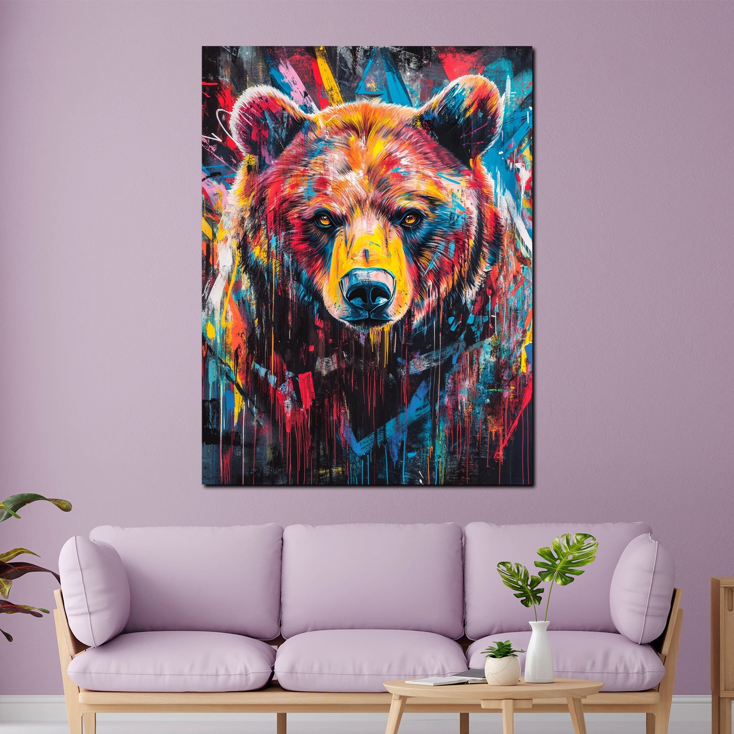 Wandbild Pop Art ausdrucksstarker Bär modern