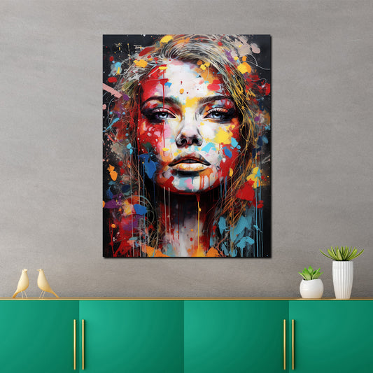 Wandbild Pop Art modern Splash Girl Colour Style