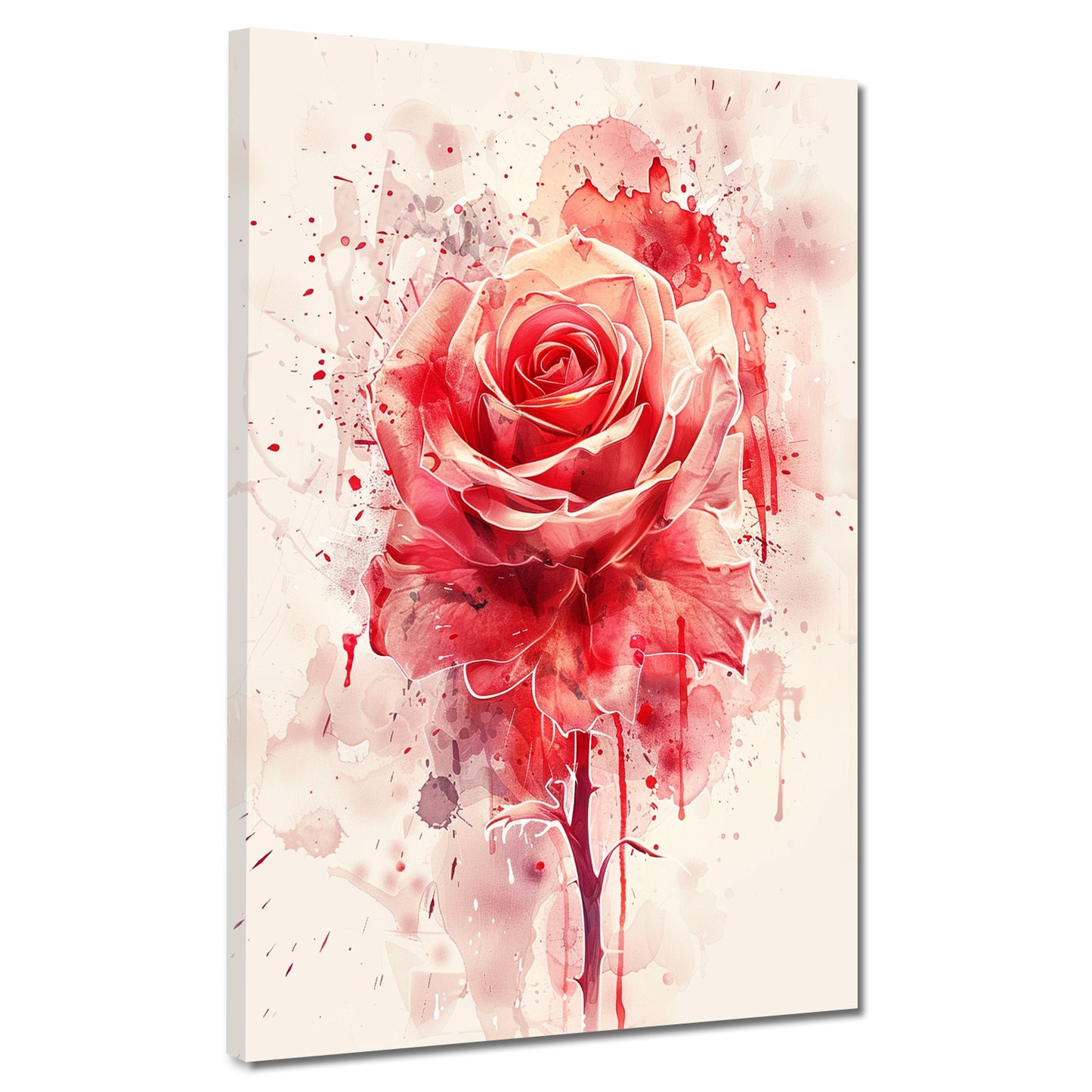 Wandbild rote Rose abstrakt Aquarell Kunst