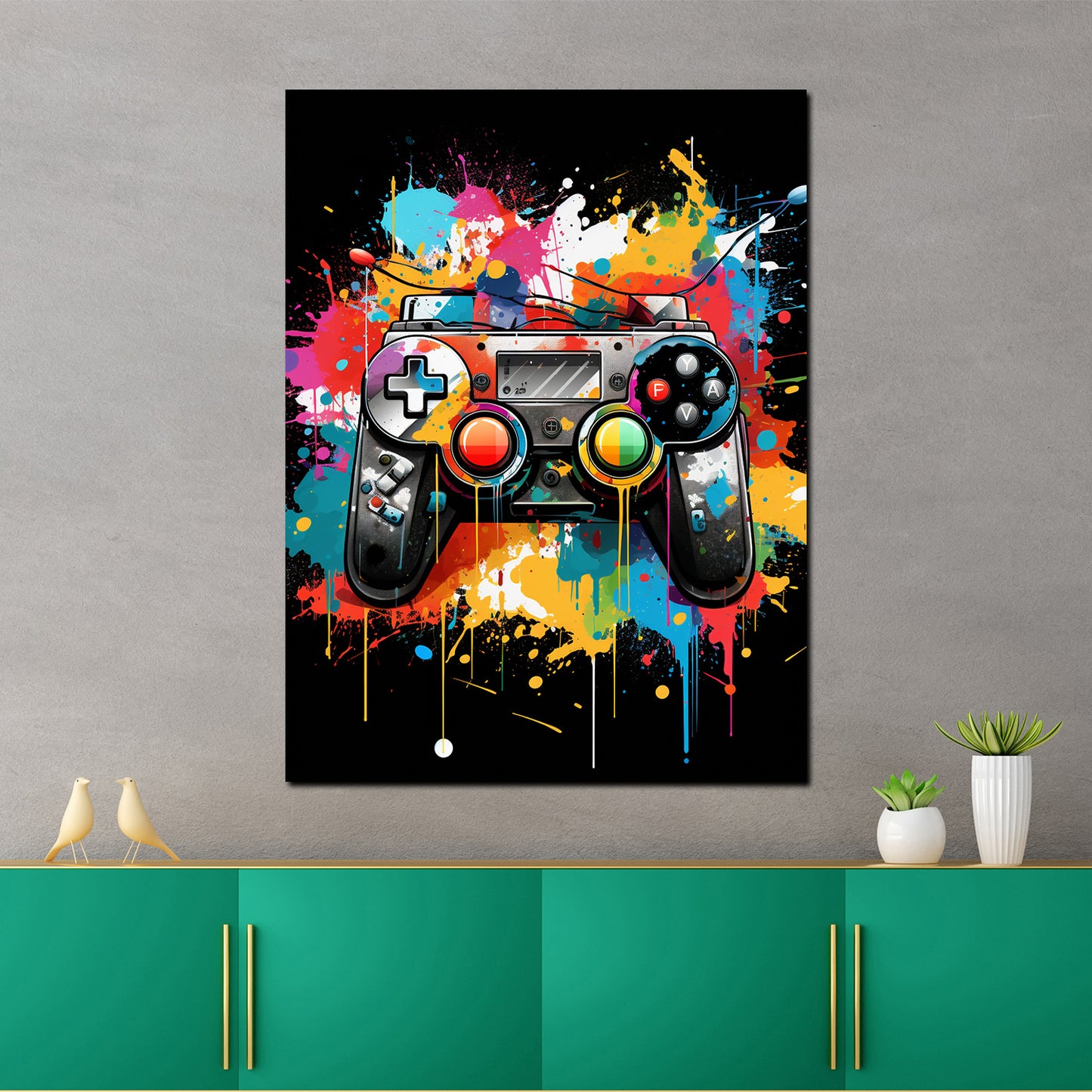 Wandbild Spiel Gamepad Controller Pop Art Style