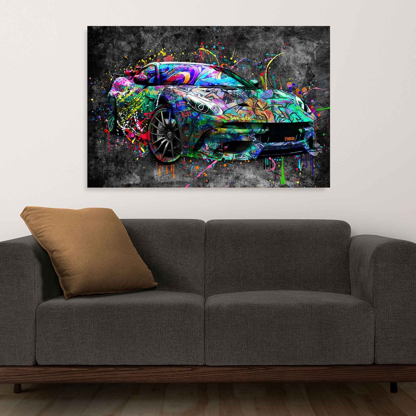 Wandbild Sportwagen Graffiti Street Art Auto