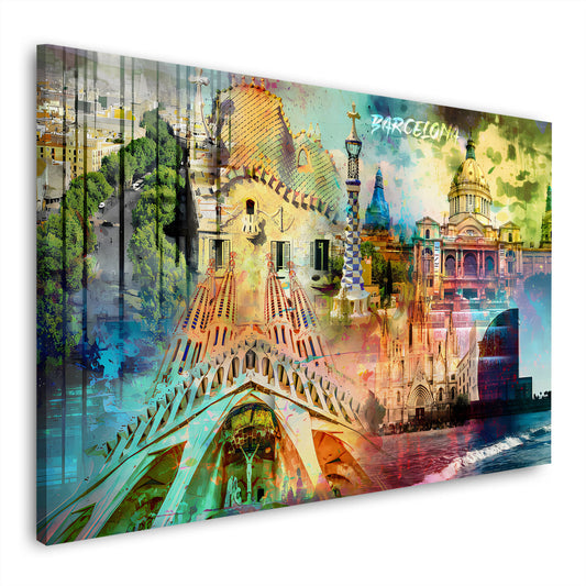 Spanien Barcelona Pop Art Architektur Sehenswürdigkeiten Wandbild