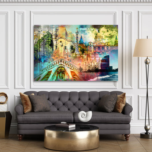 Spanien Barcelona Pop Art Architektur Sehenswürdigkeiten Wandbild