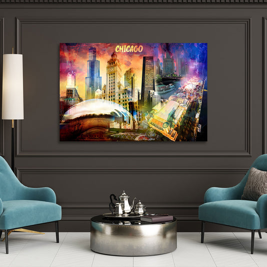 Chicago Skyline USA Pop Art Architektur modern Wandbild