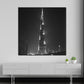 Wandbild Städte Dubai Burj Khalifa Skyline Nachtaufnahme schwarz weiß