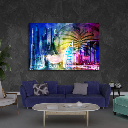 Dubai Skyline Pop Art Architektur modern Wandbild