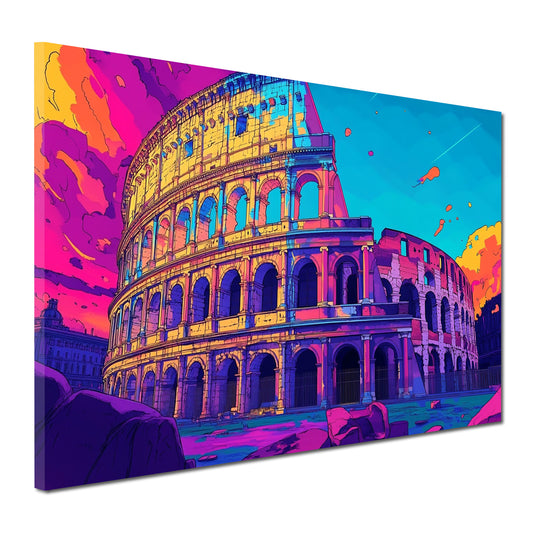 Wandbild Städte Pop Art Rom Kolosseum Architektur bunt historisch