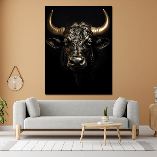 Wandbild Stier Black Style