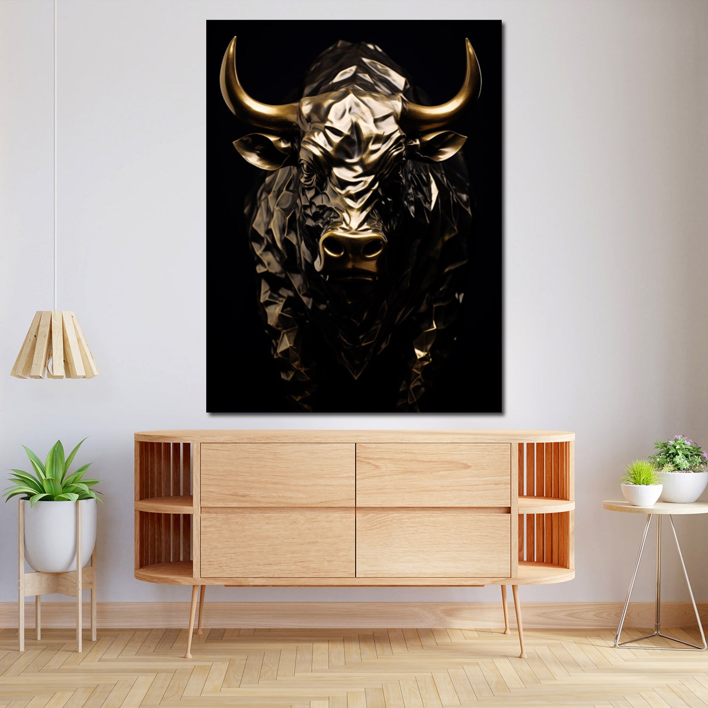 Wandbild Stier Gold Style