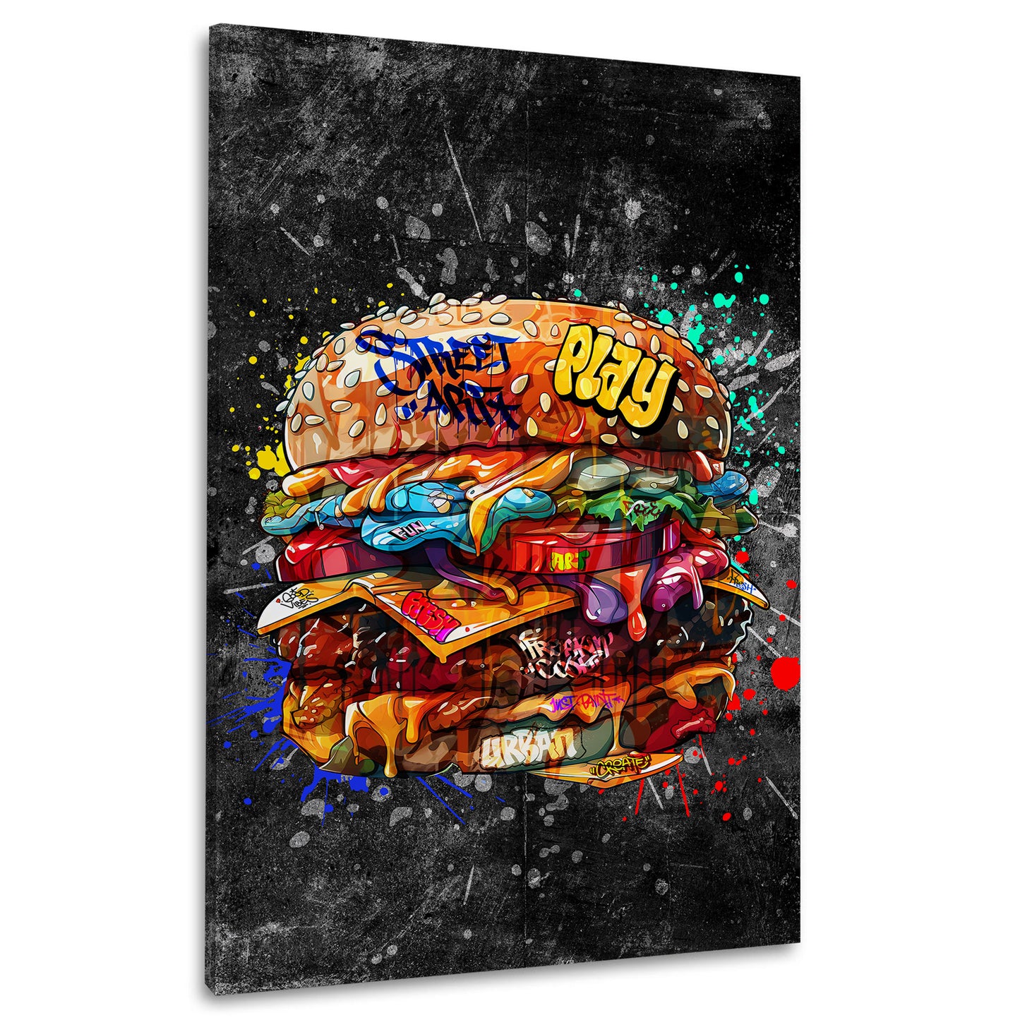 Wandbild Street Art Burger Dark Style