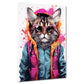 Wandbild Street Art Katze im Hoodie mit Sonnenbrille