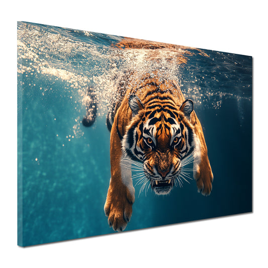 Wandbild Tiger im Wasser Wildnis Energie Raubtier