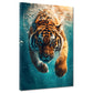 Wandbild Tiger taucht ins Wasser Wildtier Dynamik Kraft