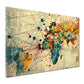 Wandbild Weltkarte modern farbenfroh Kontinente Netzwerk