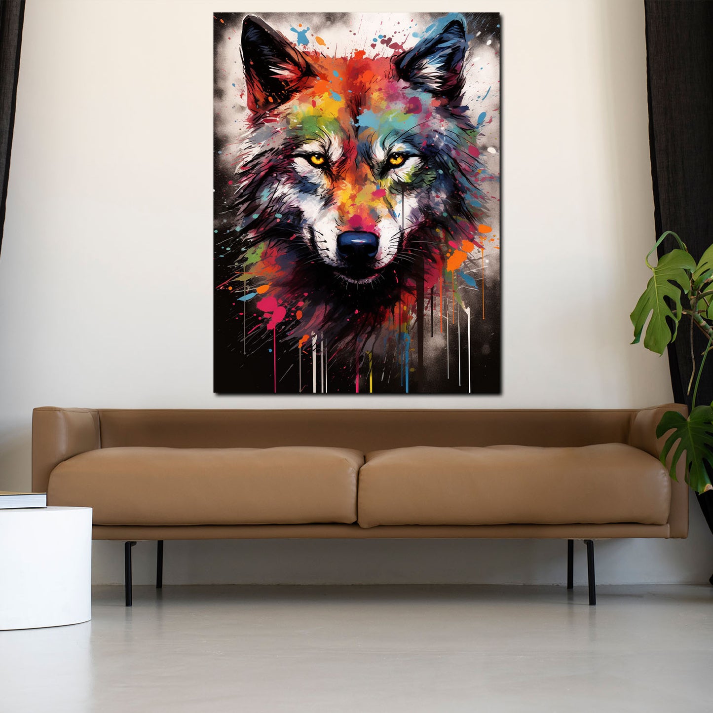 Wandbild Wolf Pop Art abstrakt splatter