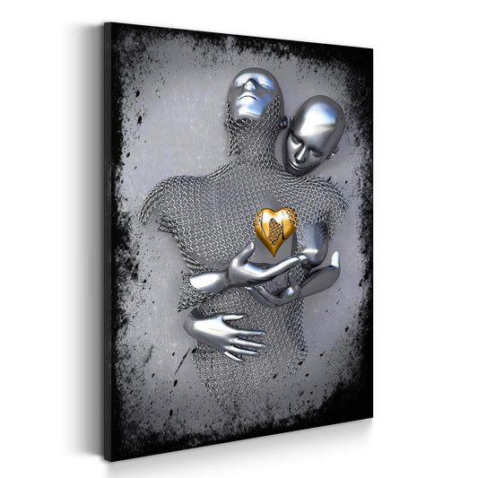 Wandbild abstrakt Metallfigur Two Lovers Metall Herz Wandkunst