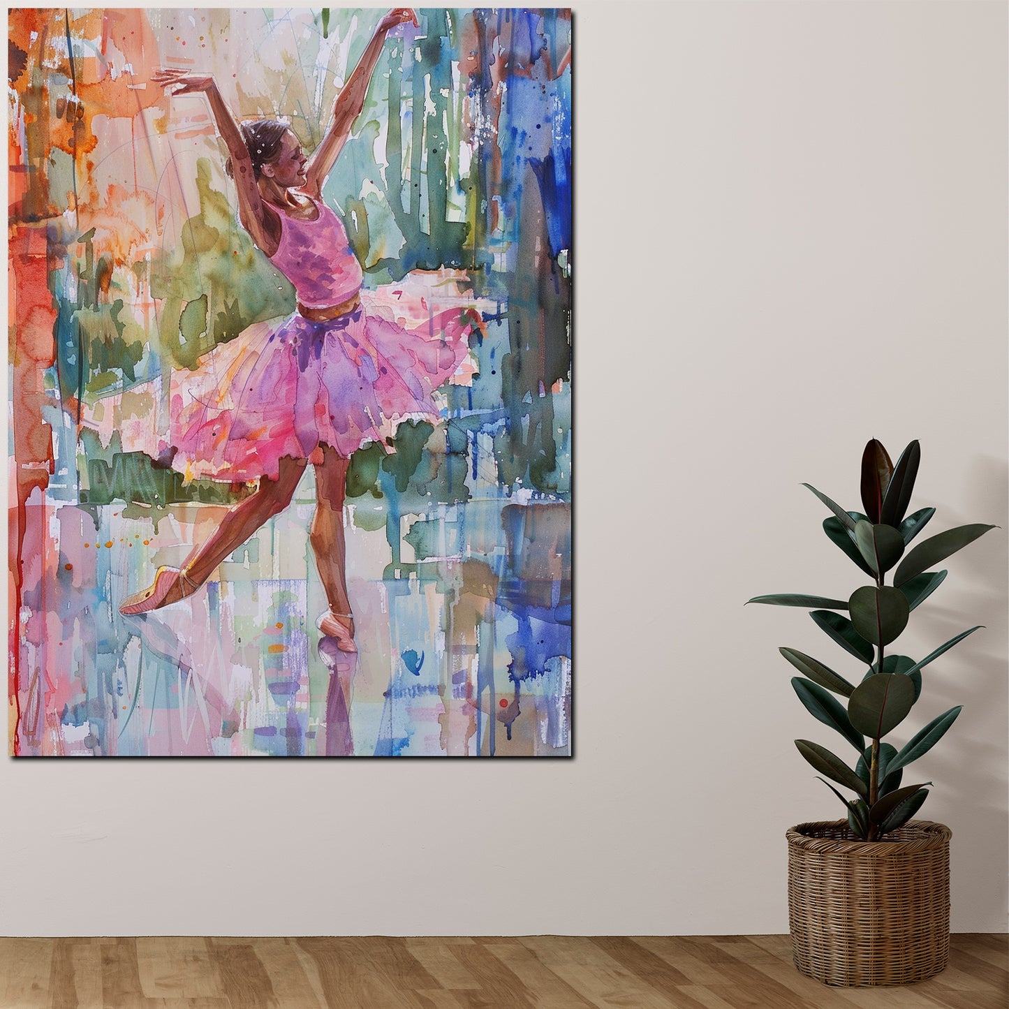 Wandbild abstrakt Ballerina in Aquarellfarben