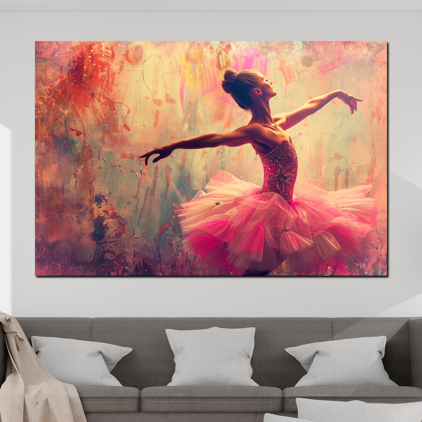 Wandbild abstrakt Ballerina in Rosa Farbenfroh