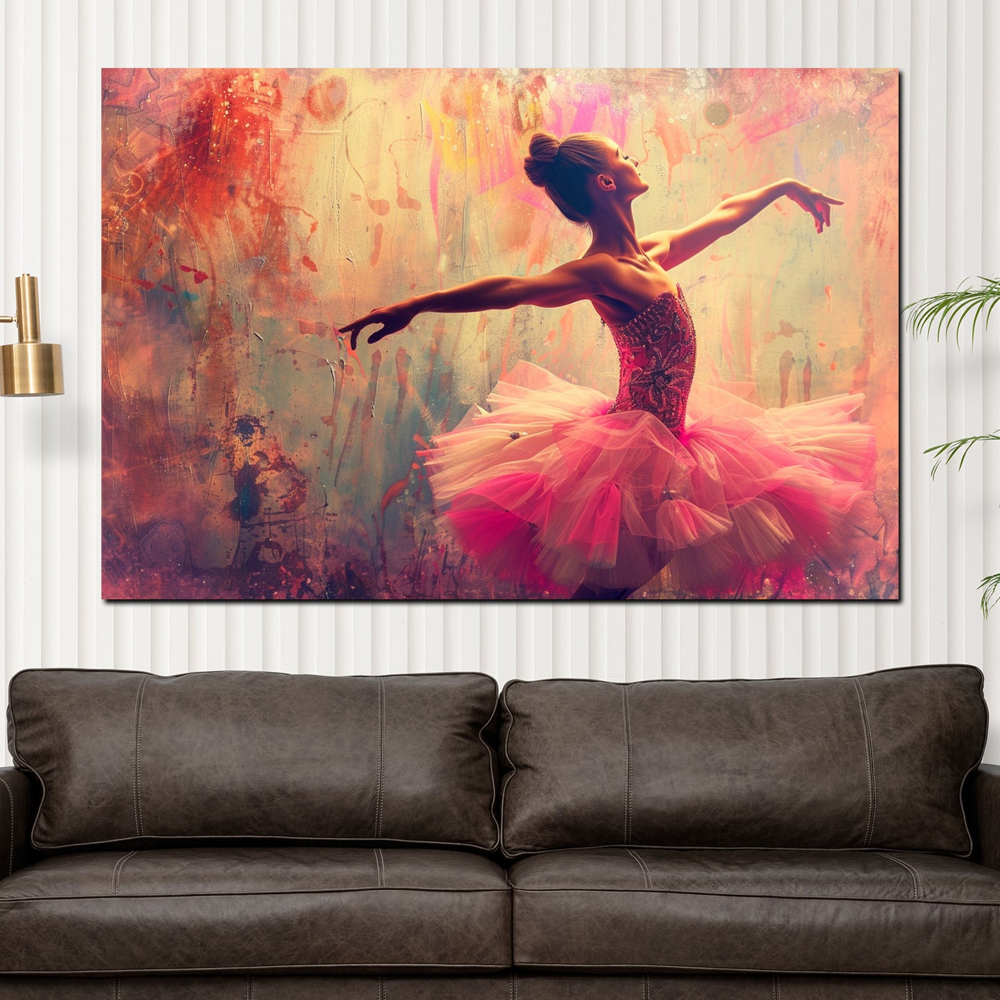 Wandbild abstrakt Ballerina in Rosa Farbenfroh