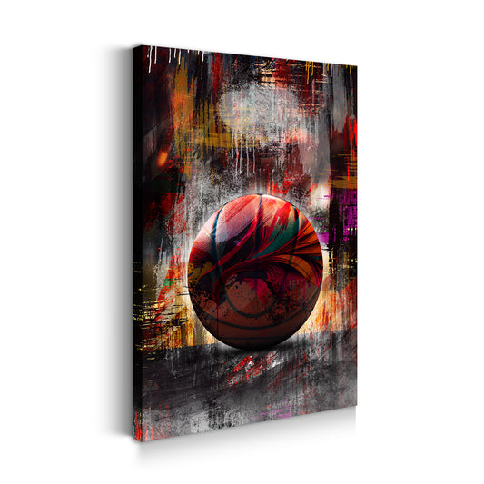 Wandbild abstrakt Basketball mit leuchtenden Farben