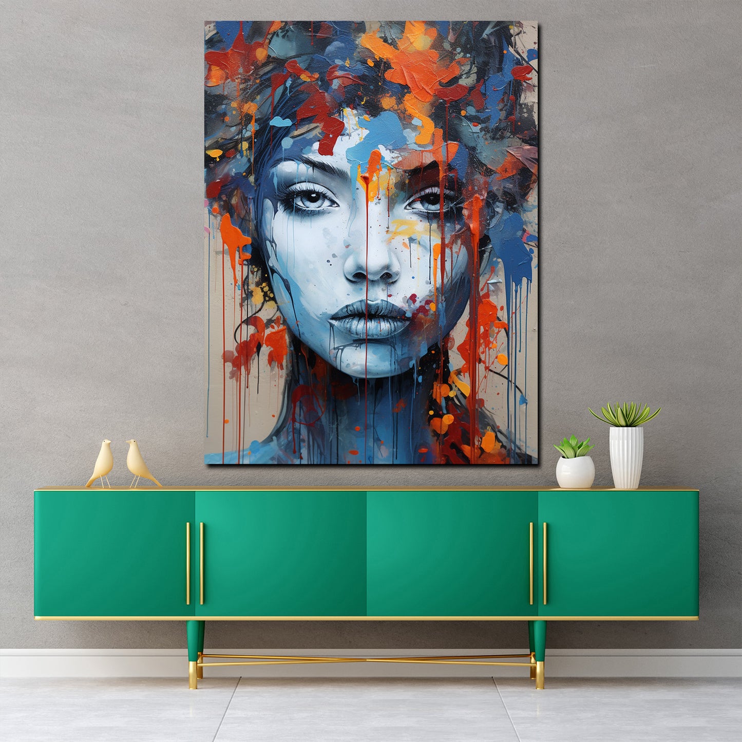 Wandbild abstrakt Beautiful Face Blue Style