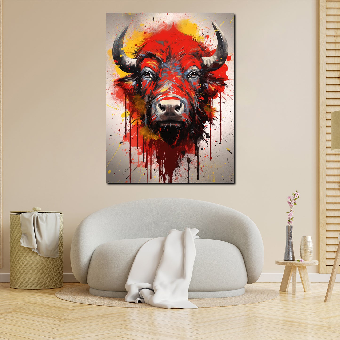 Wandbild abstrakt Bull Red Pop Art