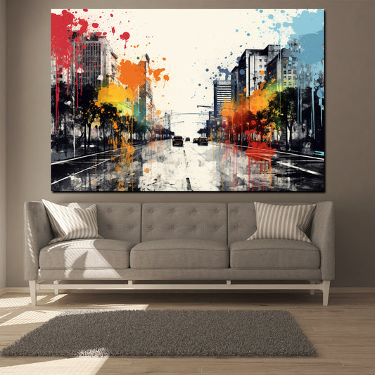 Wandbild abstrakt City Splatter, Stadt