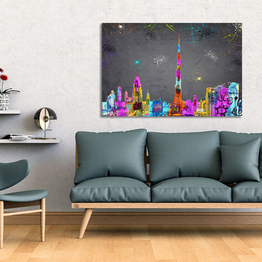 Wandbild abstrakt Dubai Skyline Street Art