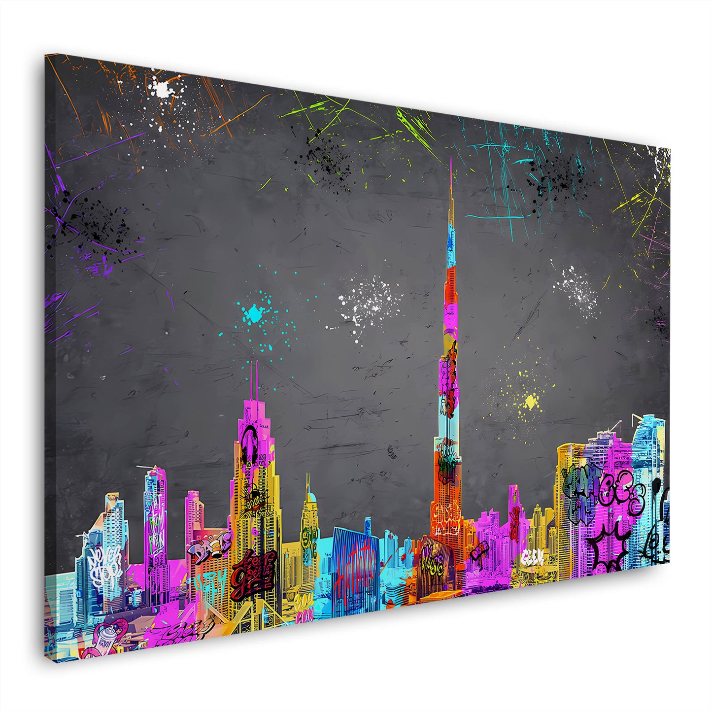 Wandbild abstrakt Dubai Skyline Street Art