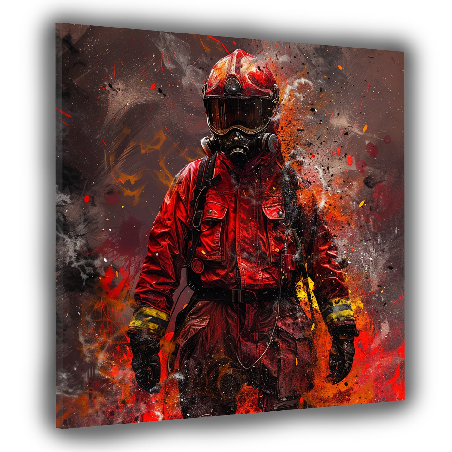 Wandbild abstrakt Feuerwehrmann Red Style