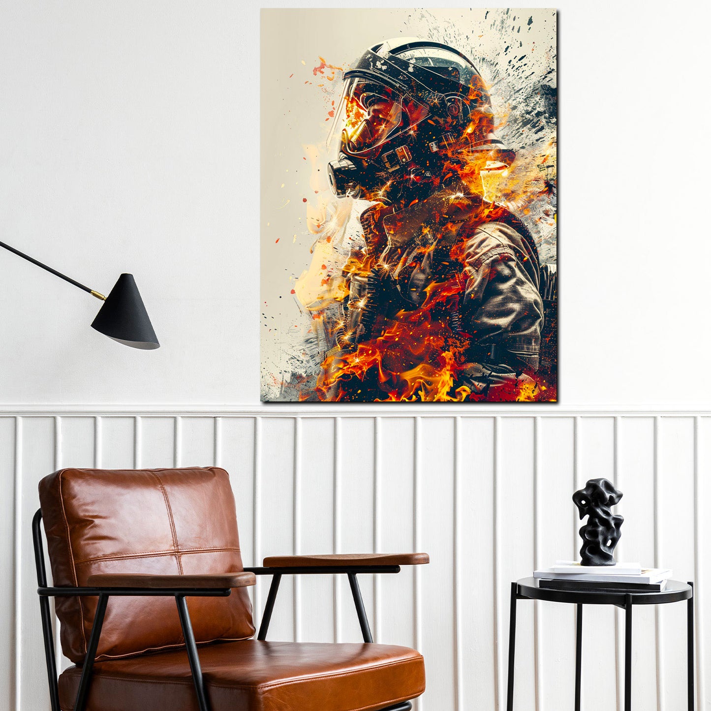 Wandbild abstrakt Feuerwehrmann Pop Art fire style