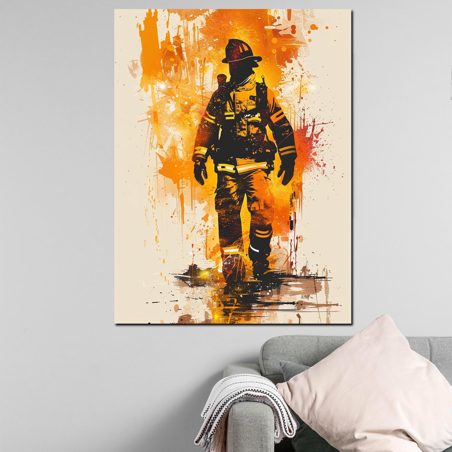 Wandbild abstrakt Feuerwehrmann splash