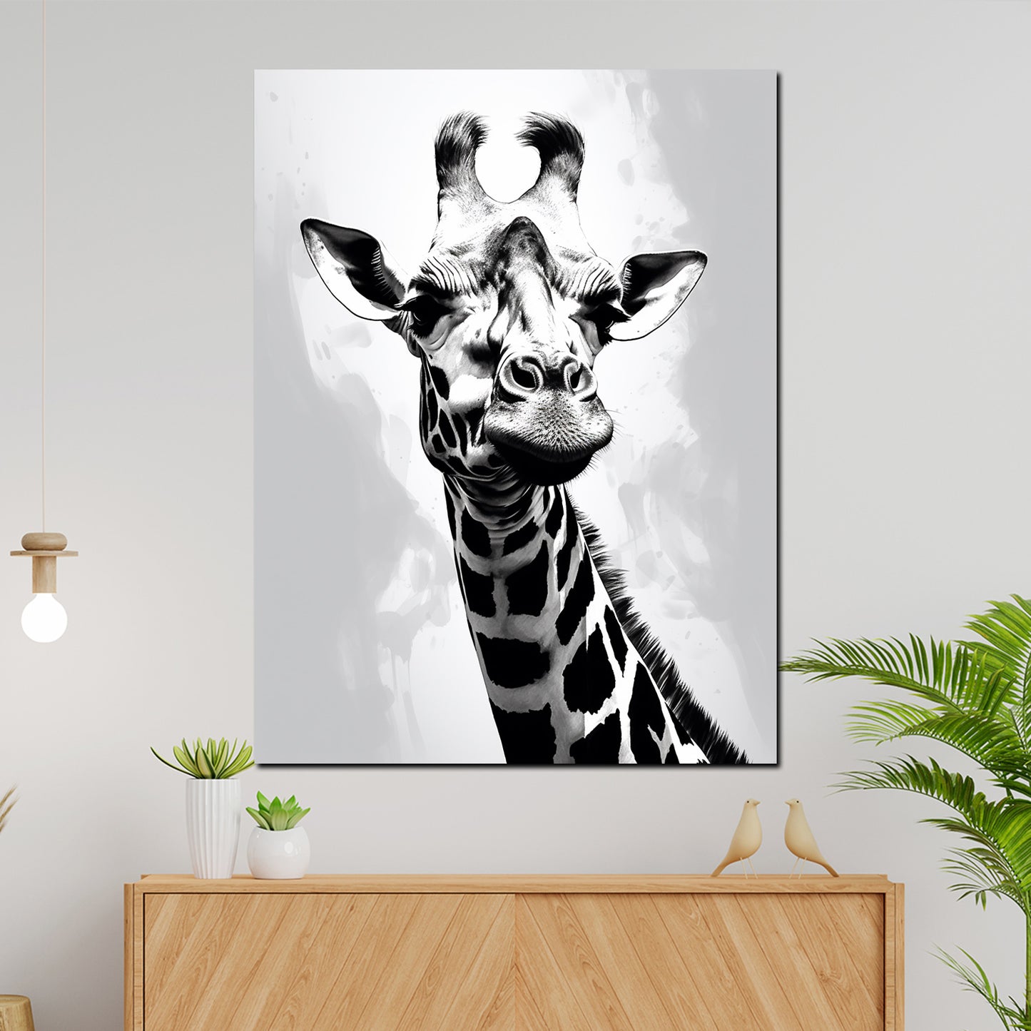 Wandbild abstrakt Giraffe schwarz weiß