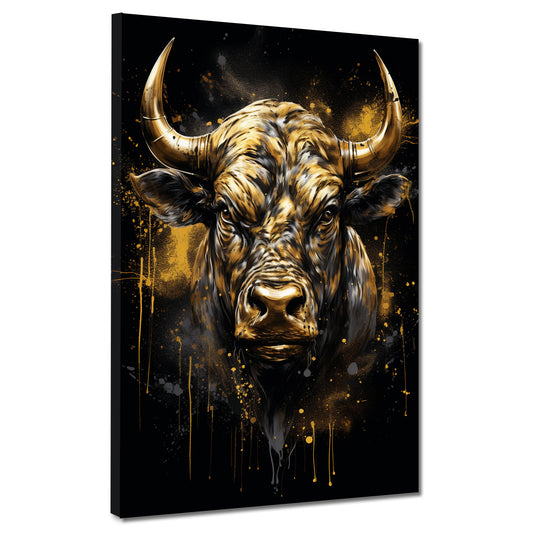 Wandbild abstrakt Goldener Bulle Black Style