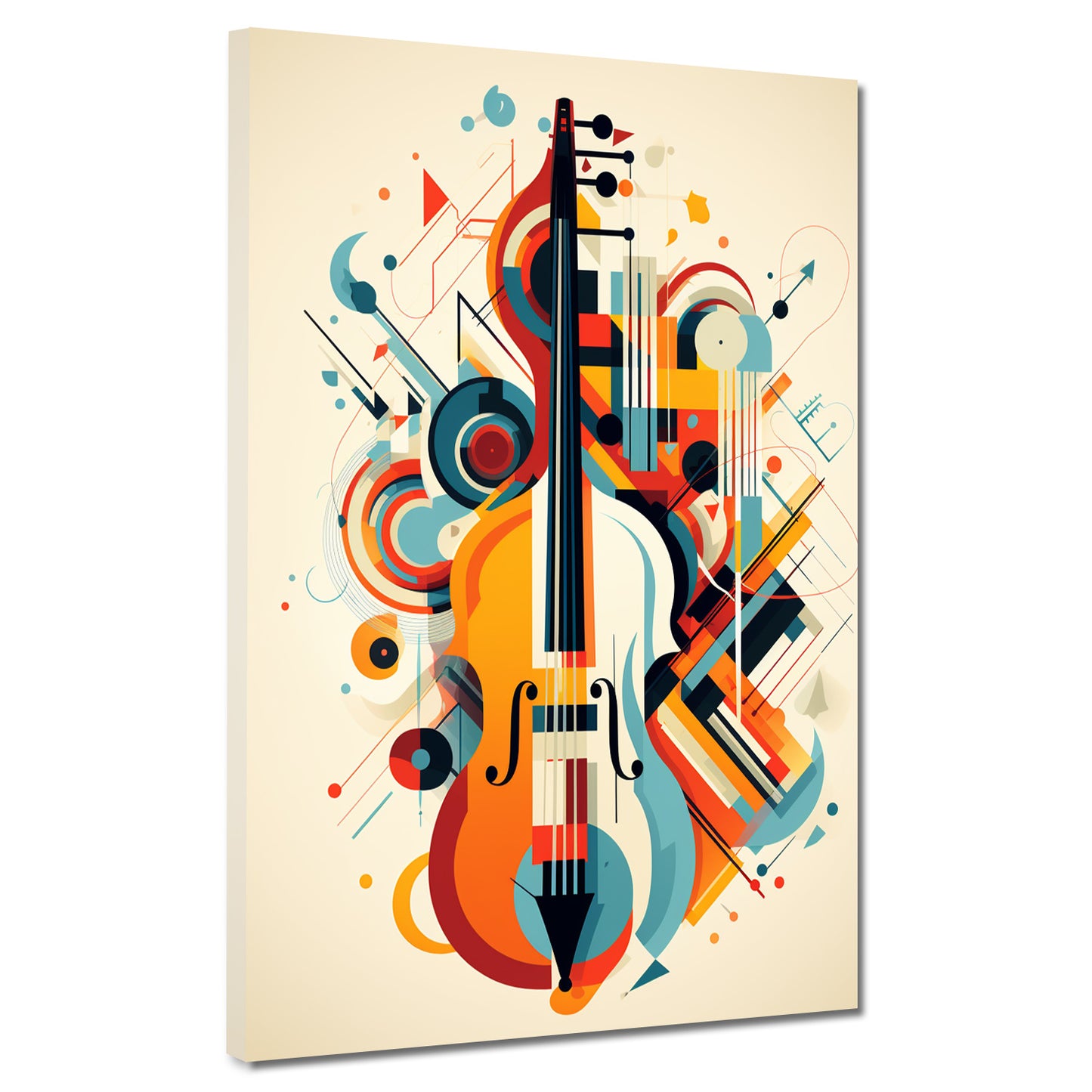 Wandbild abstrakt Musik Kontrabass Colour Style