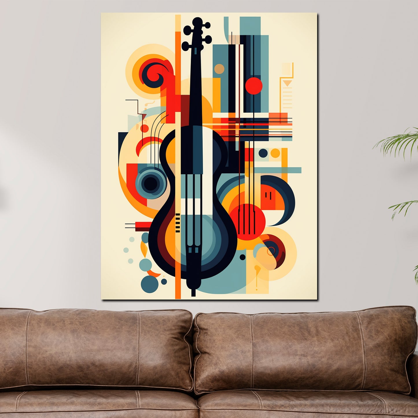 Wandbild modern abstrakt Kontrabass Musik Linies