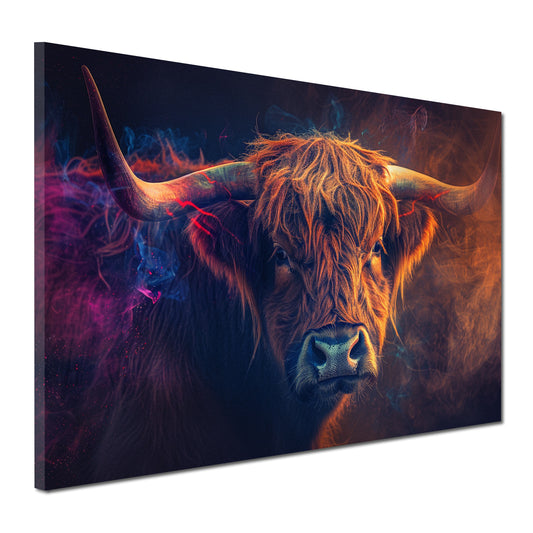 Wandbild abstrakt Kuh farbenfroher Rauch Effekt modern