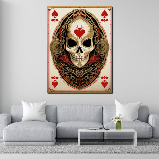 Wandbild abstrakt Pokerkarte Skull Style