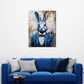 Wandbild abstrakt Pop Art Hase im blauen Anzug