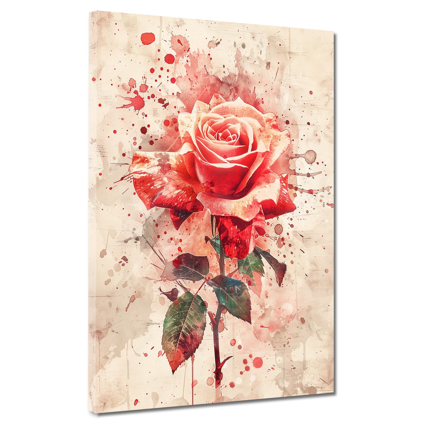 Wandbild abstrakt rote Rose in Aquarell Kunst