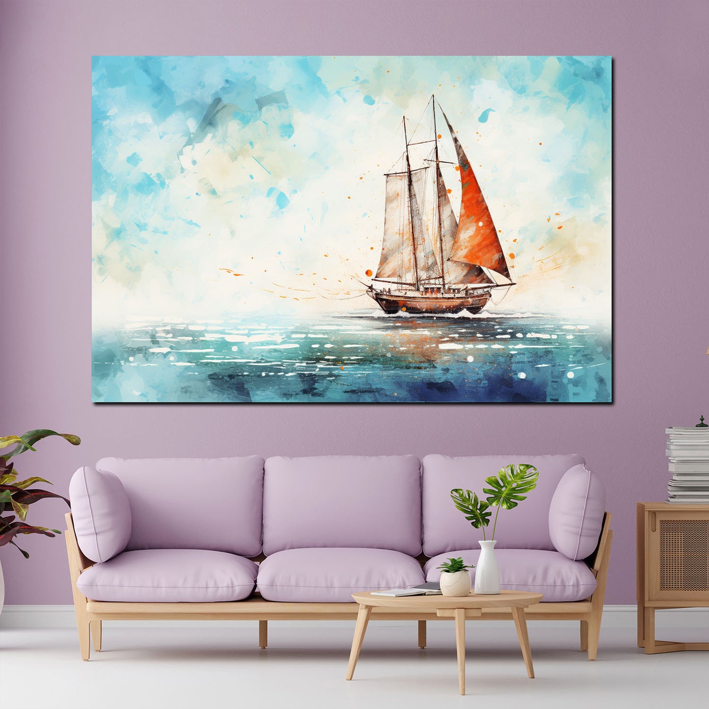 Wandbild abstrakt Segelschiff Blue Style