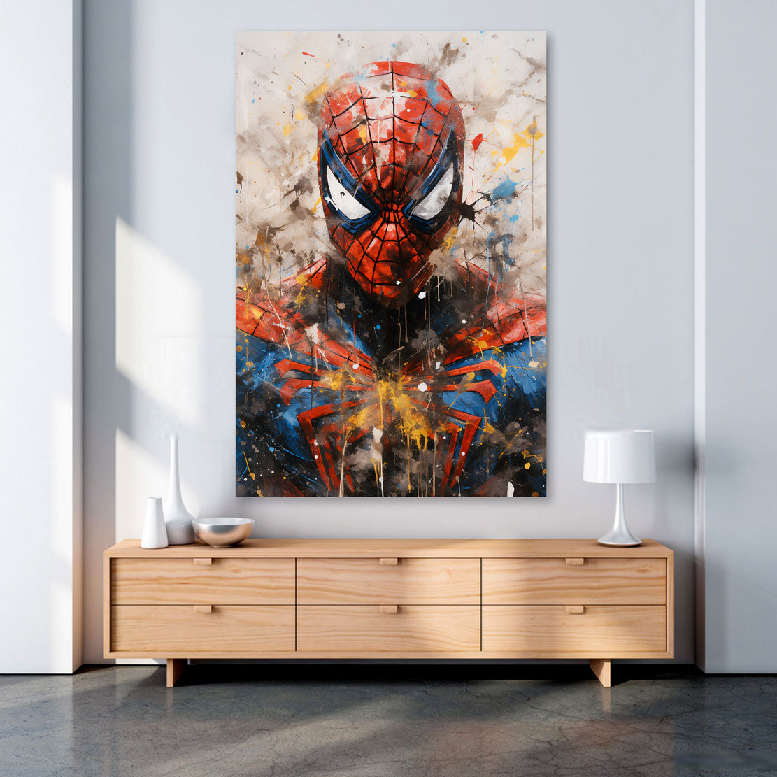 Spider Man Pop Art Wandbild abstrakt Colour Splatter Style