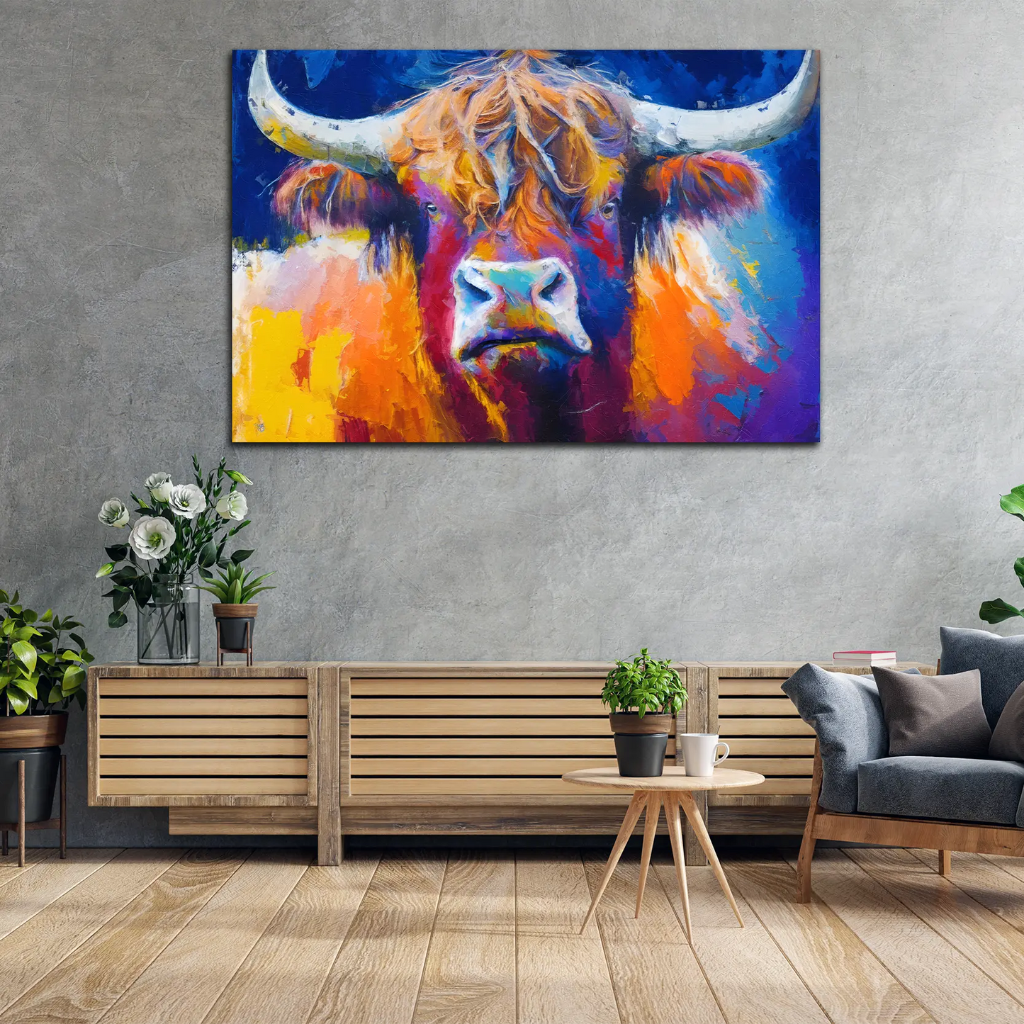 Wandbild abstrakt Stier Bulle Paint Style