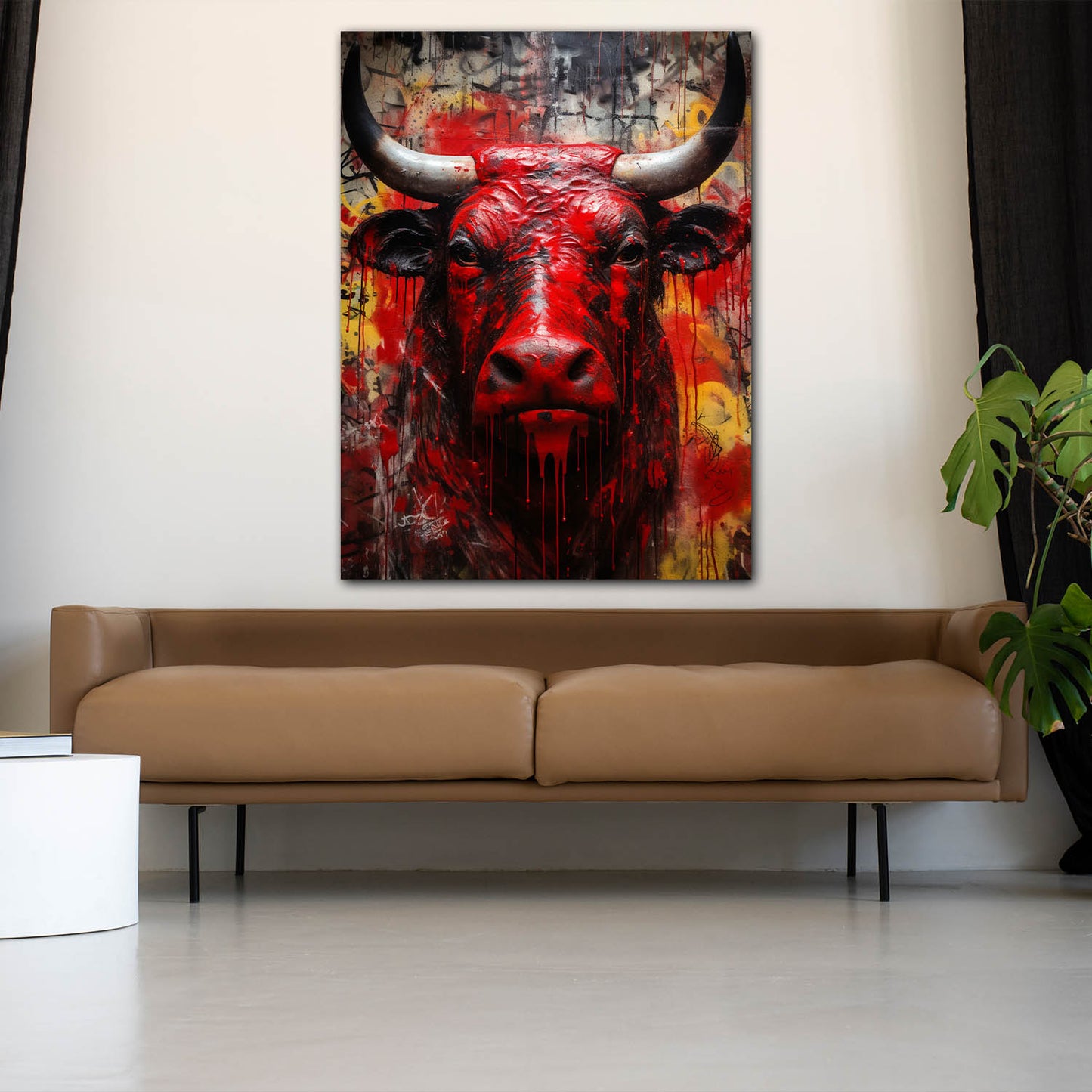 Wandbild abstrakt Stier Red Style